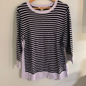 Women's Striped Nautical Coastal Cotton Crew Neck Long Sleeve Sweater XL